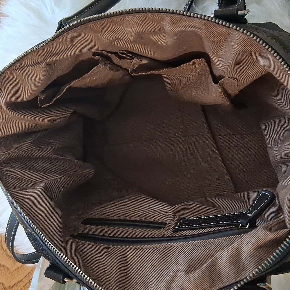London Fog Blackbrown/Brown Satchel Crossbody Handbag - Picture 8 of 11